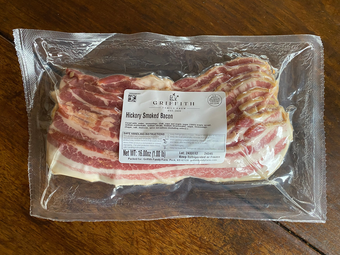 Bacon (smoked, thick-cut), 1 lb.